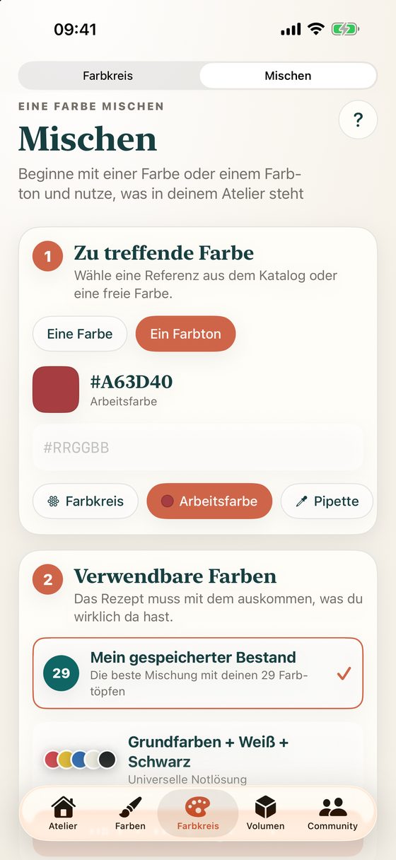 Bildschirmfoto: Richtig mischen